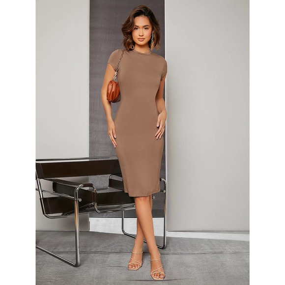 Short Sleeve Bodycon Midi Dress black - Picture 8 of 12